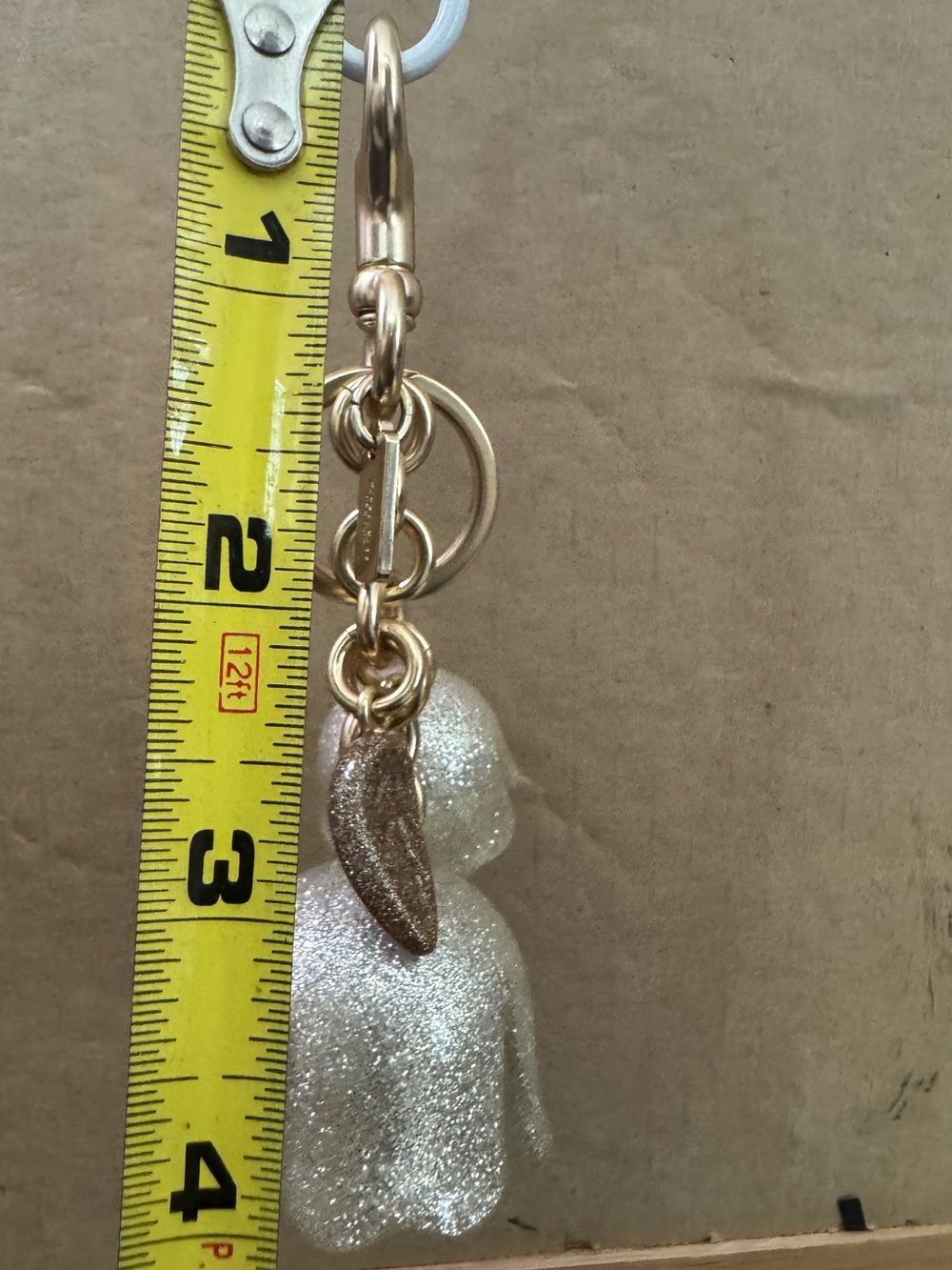 Coach Ivory and Gold Glitter Resin Bell Flower Bag Charm and Key Ring - Picture 4 of 6